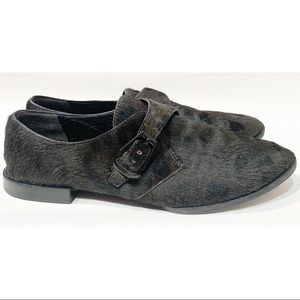 Alexander Wang black/deep olive pony hair oxford